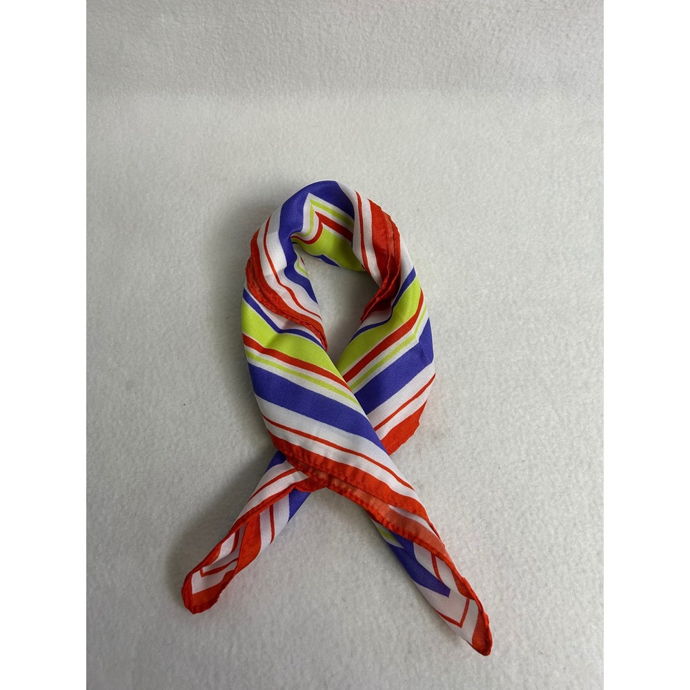 Retro 80s Pop Art  Womens OS Multicolored Abstract Striped Square Scarf